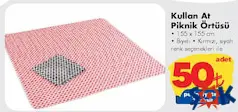 KULLAN AT PİKNİK ÖRTÜSÜ 155X155 CM indirimli fiyat KULLAN AT PİKNİK ÖRTÜSÜ 155X155 CM fiyat ve kampanya bilgisi